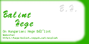 balint hege business card